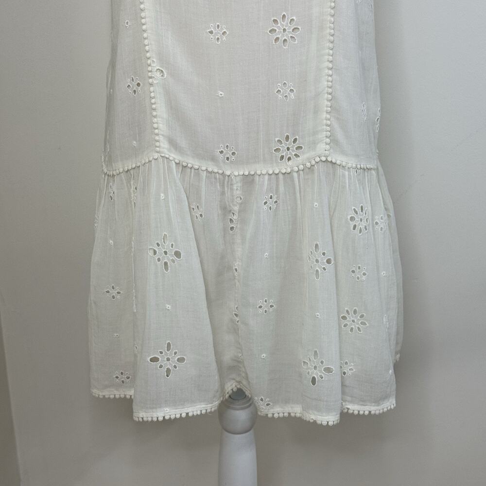 NWT Aerie Eyelet Shift Mini Sundress Size M White Lined Adjustable Straps Ruffle - Picture 9 of 14